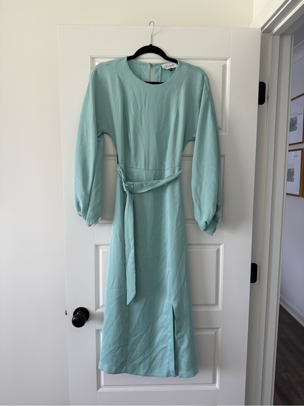 Women’s Long Sleeve Belted Light Mint Dress